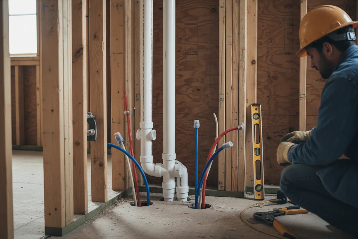 Drain and supply rough-in during Drain Cleaning in Oconomowoc