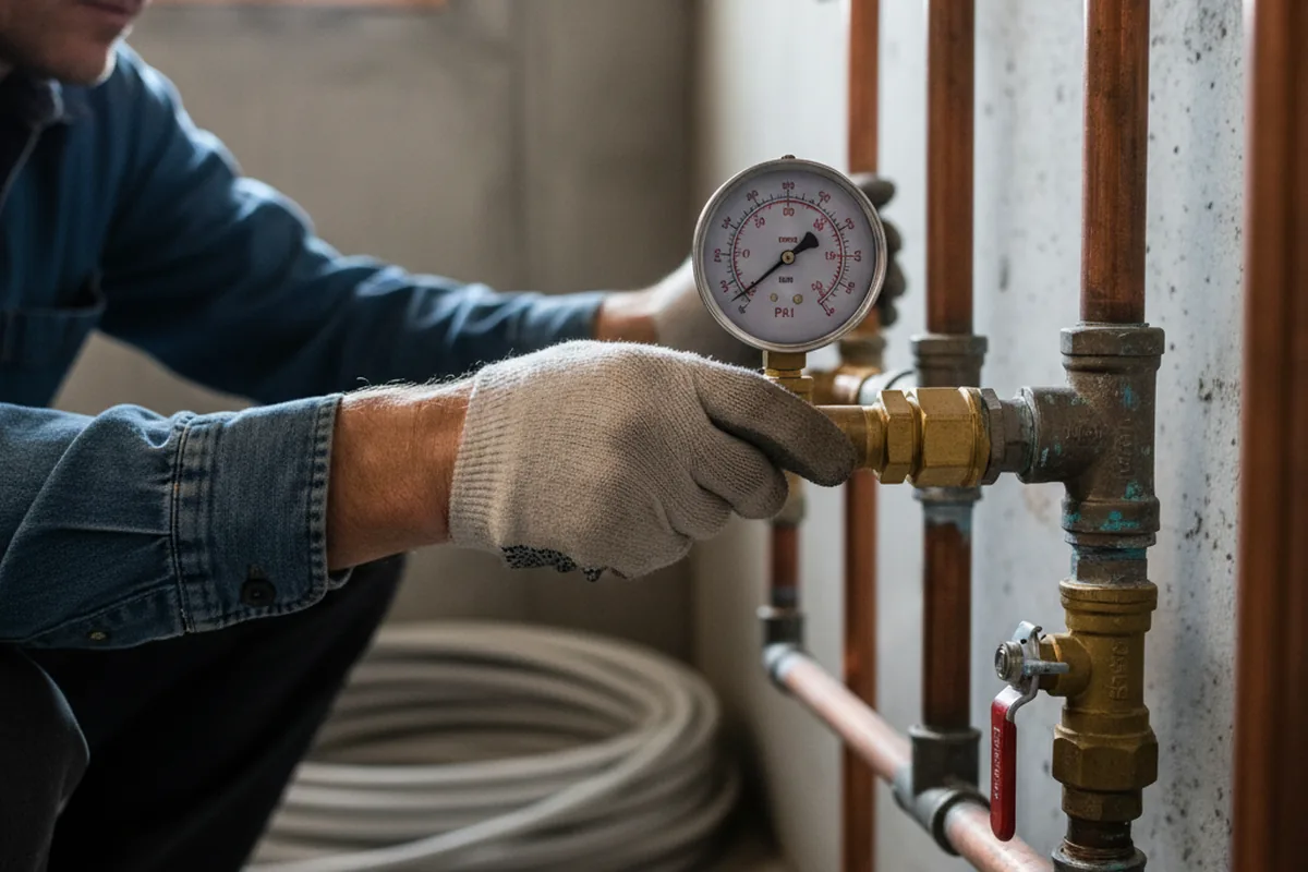 Pressure testing a repaired line during Water Line Repair in Oconomowoc